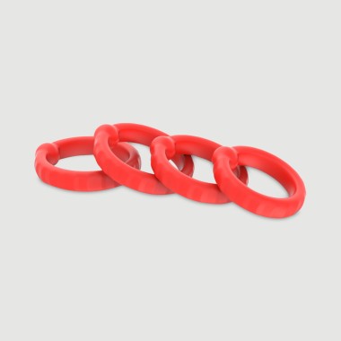 The 4 Ringer Soft Silicone Cock Ring Set - Red