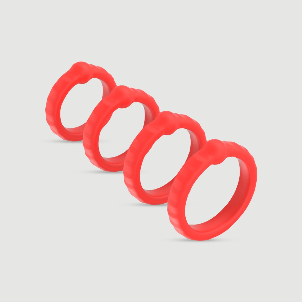 The 4 Ringer Soft Silicone Cock Ring Set - Red by Sexopolis