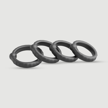 The 4 Ringer Soft Silicone Cock Ring Set - Black