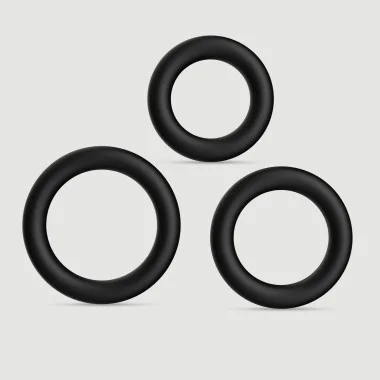 Forto F-39 Trio Cock Ring Set - Black