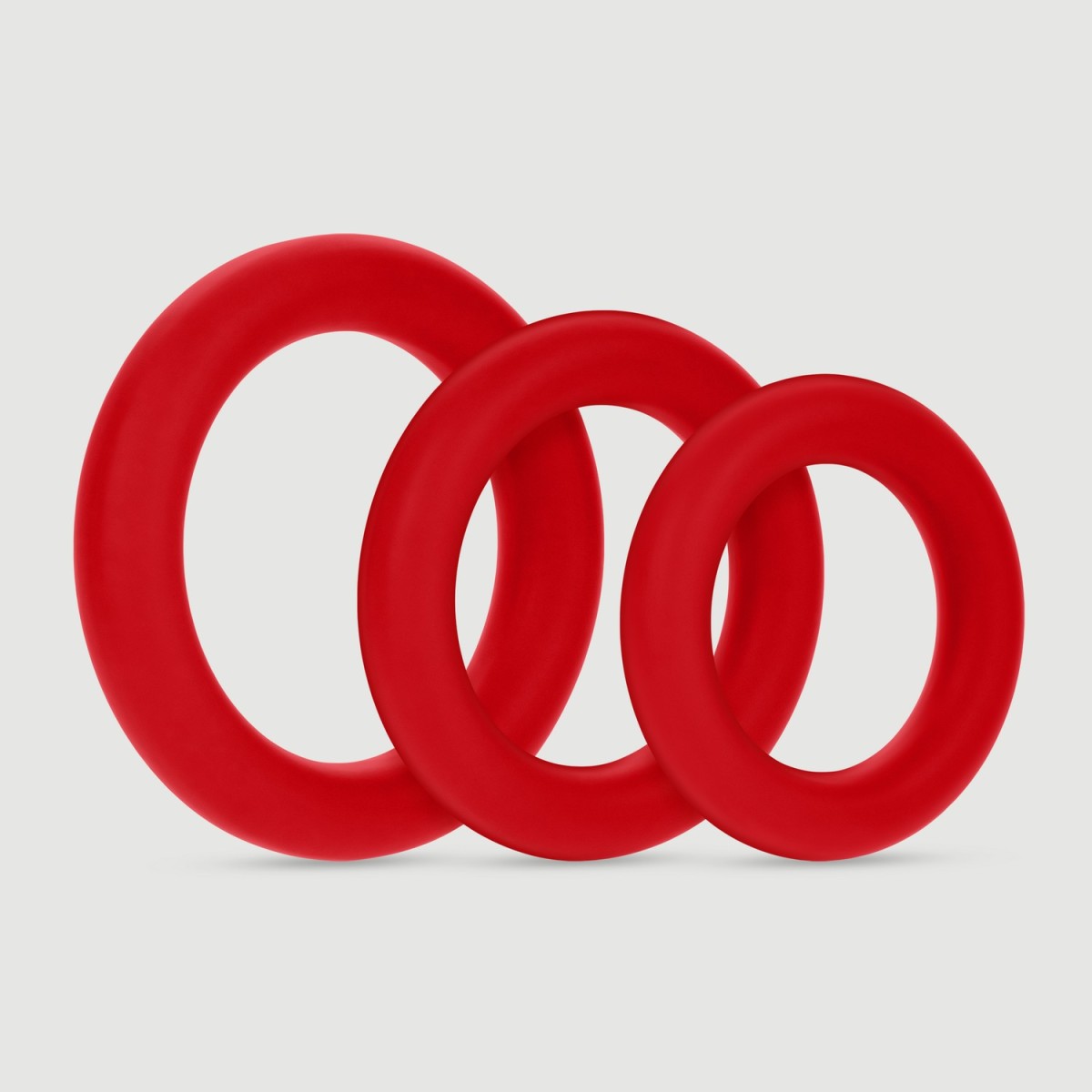 Forto F-61 3 Piece Liquid Silicone Cock Ring - Red by Sexopolis