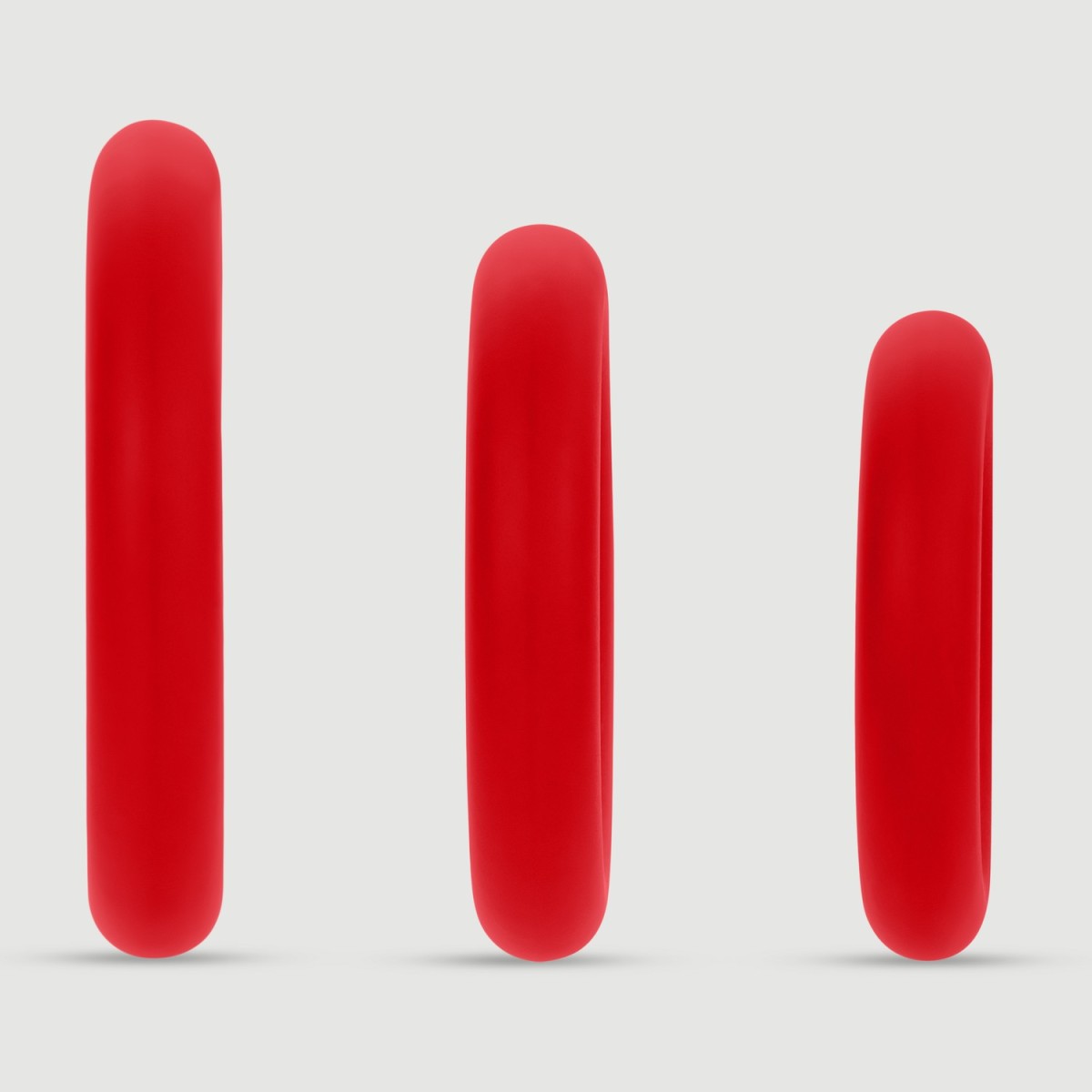 Forto F-61 3 Piece Liquid Silicone Cock Ring - Red by Sexopolis