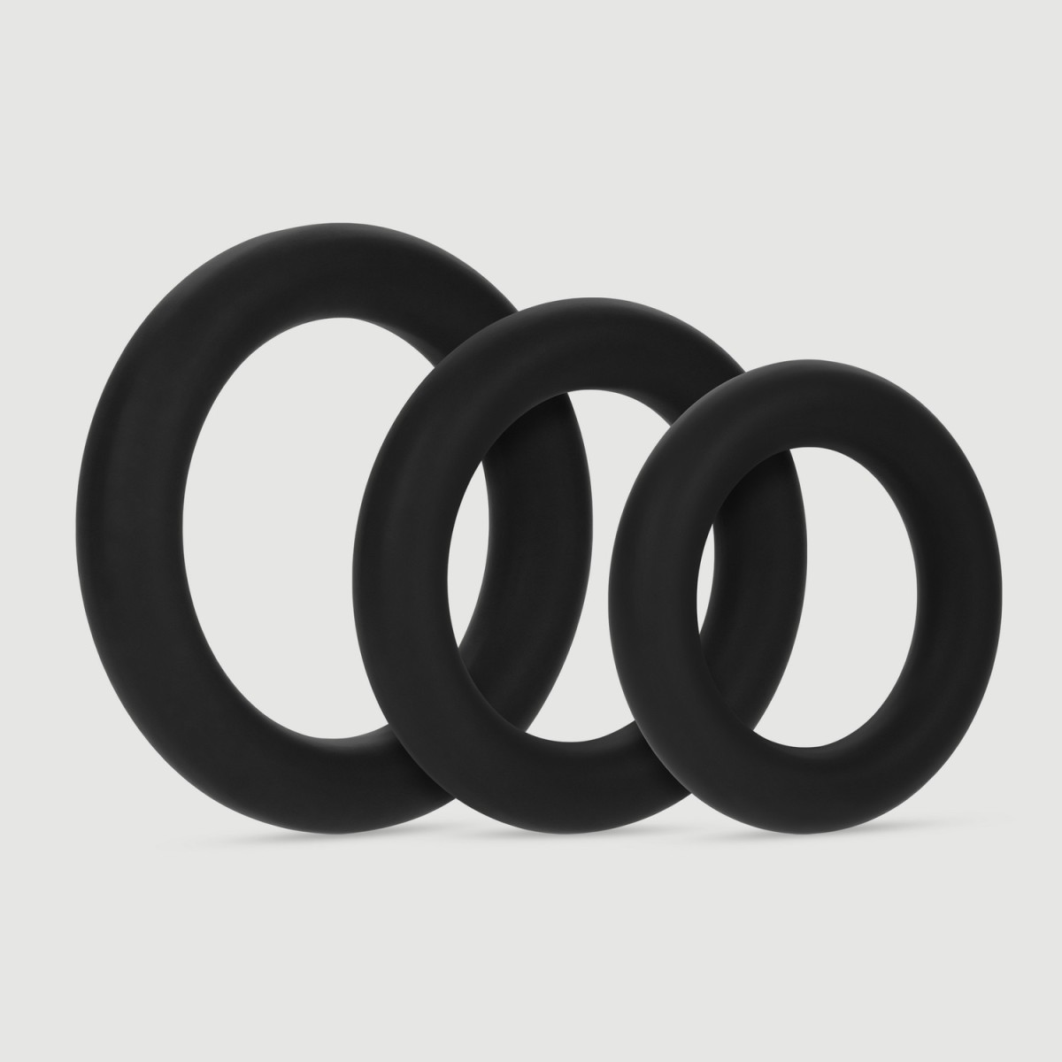 Forto F-61 3 Piece Liquid Silicone Cock Ring - Black by Sexopolis