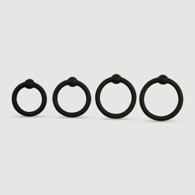 Silicone Cock Ring With Rib Set - Black