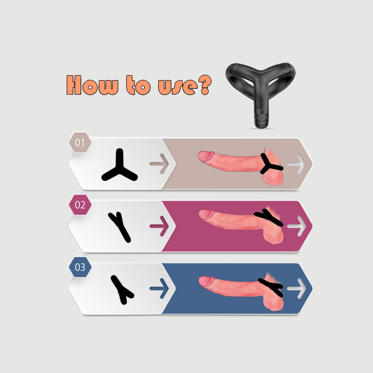 Triple Erector Soft Silicone Cock Ring - Black by Sexopolis