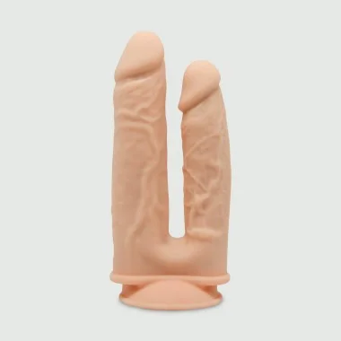Ασύρματος Διπλός Δονητής Σιλικόνης με Βεντούζα Dual Density Silicone Remote Controlled Double Vibrating Realistic Dildo with Suction Cup - Φυσικό Χρώμα