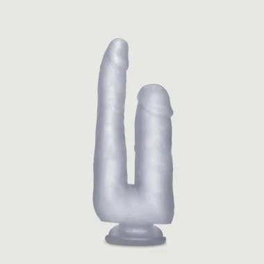 Διπλό Ομοίωμα Πέους με Βεντούζα Double Realistic Cock with Suction Cup 22,5 cm - Διάφανο