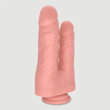 Διπλό Ομοίωμα Πέους Σιλικόνης με Βεντούζα Eric 22 cm Double Realistic Silicone Dildo with Suction Cup - Φυσικό Χρώμα