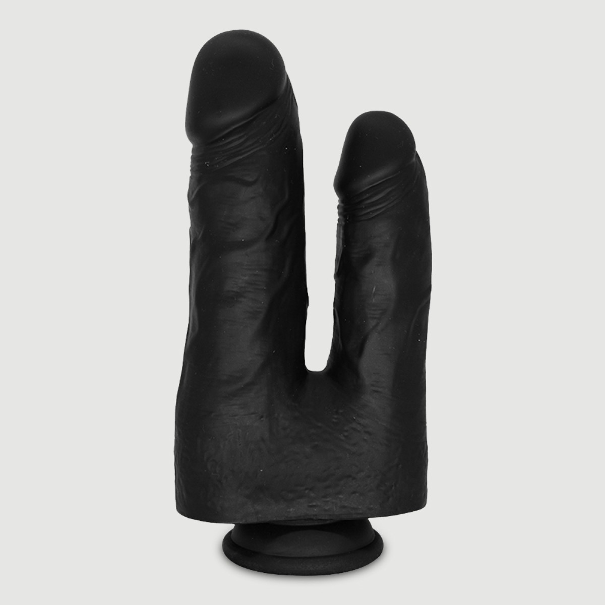 Διπλό Ομοίωμα Πέους Σιλικόνης με Βεντούζα Eric 22 cm Double Realistic Silicone Dildo with Suction Cup - Μαύρο by Sexopolis