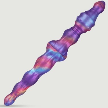 Μεγάλο Διπλό Dildo Σιλικόνης Futuristic Silicone Double Dildo 35,5 x 6,4 cm - Πολύχρωμο