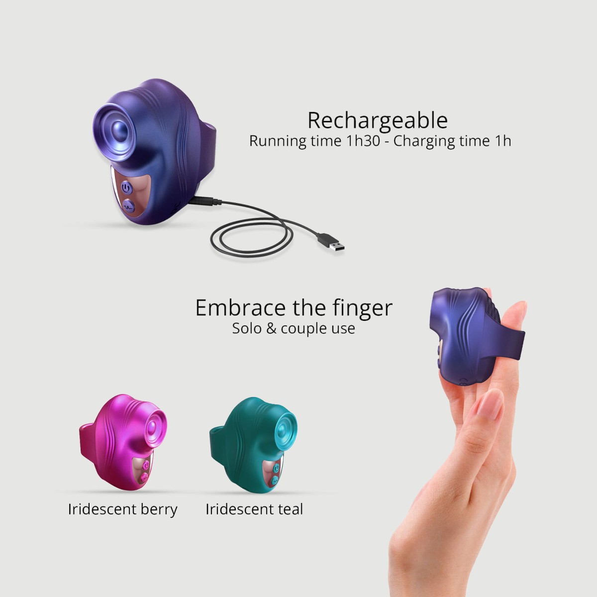 Kisscool Silicone Tapping Finger Vibrator - Purple by Sexopolis