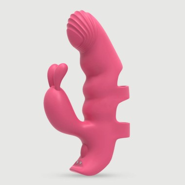Δονητής Δαχτύλου Σιλικόνης Με Κλειτοριδικό Στέλεχος Finger Me Baby Silicone Finger Vibrator With Clitoral Stimulator - Ροζ