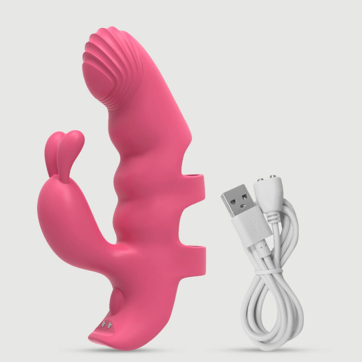 Δονητής Δαχτύλου Σιλικόνης Με Κλειτοριδικό Στέλεχος Finger Me Baby Silicone Finger Vibrator With Clitoral Stimulator - Ροζ by Sexopolis