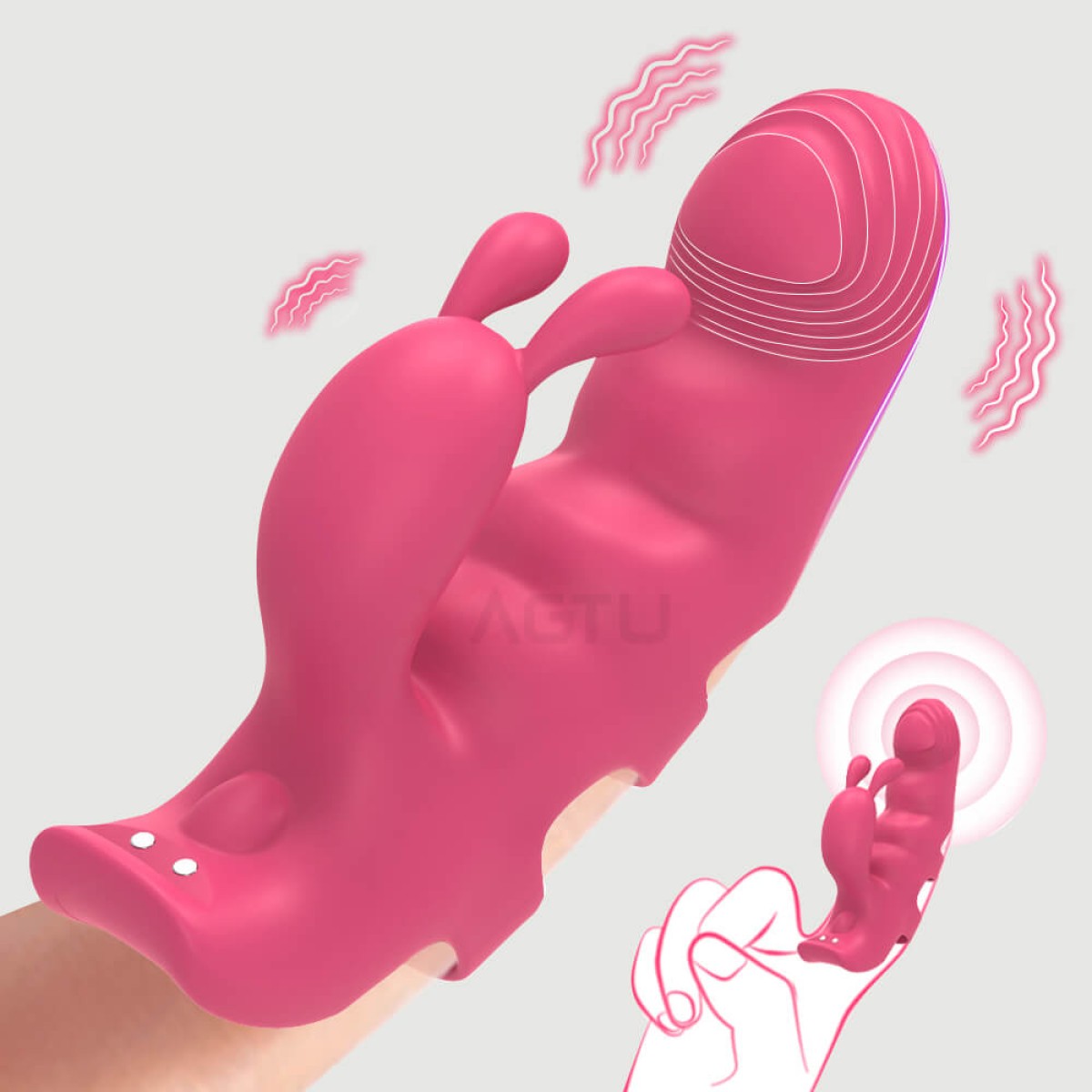 Δονητής Δαχτύλου Σιλικόνης Με Κλειτοριδικό Στέλεχος Finger Me Baby Silicone Finger Vibrator With Clitoral Stimulator - Ροζ by Sexopolis