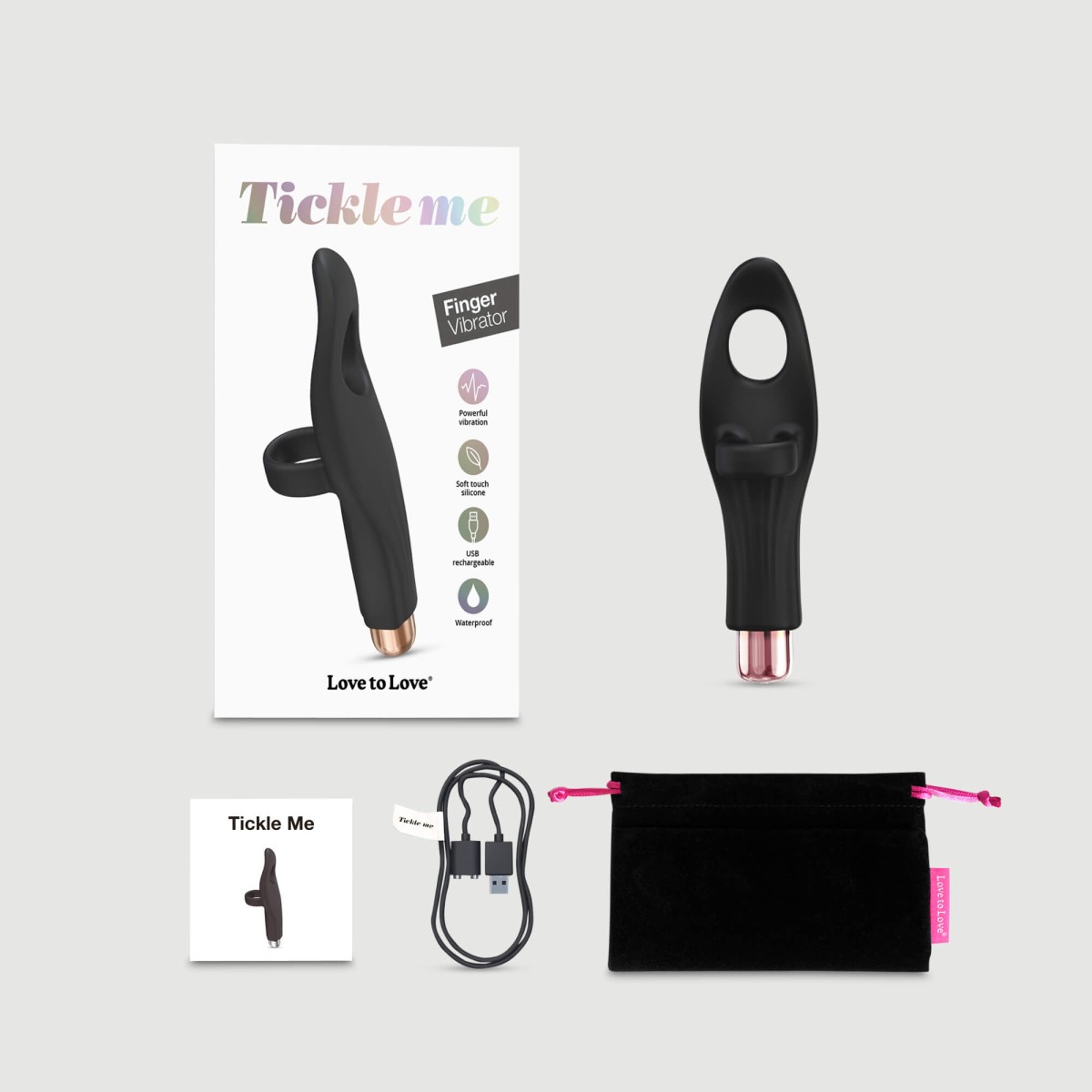 Tickle Me Finger Vibrator with Silicone Sleeve - Black by Sexopolis