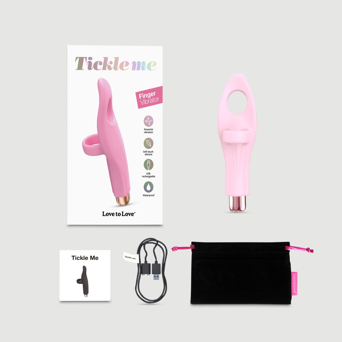 Tickle Me Finger Vibrator with Silicone Sleeve - Pink by Sexopolis