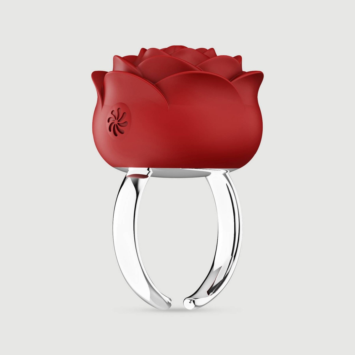 Liquid Silicone Luxury Rose Ring Finger Vibrator - Red by Sexopolis