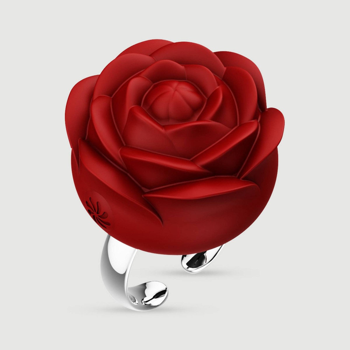 Liquid Silicone Luxury Rose Ring Finger Vibrator - Red by Sexopolis