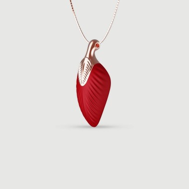 Δονητής Σιλικόνης Κολιέ Φτερό Mini Liquid Silicone Luxury Feather Necklace Mini Vibrator - Κόκκινος