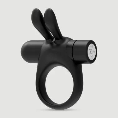 Bunny Vibrating Cock Ring With Two Ears - Black