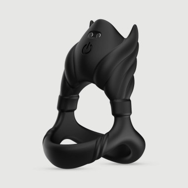 Silicone Classic Triple Vibrating Cock Ring With Ears - Black