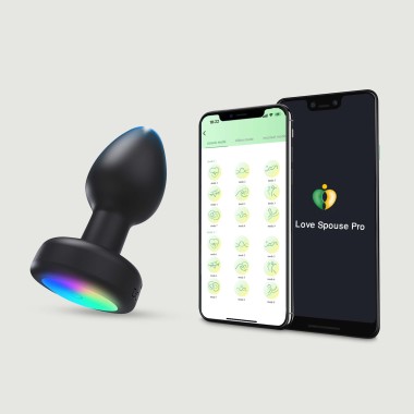 Ασύρματη Δονούμενη Σφήνα με Application & LED Φωτισμό Luna App Controlled Silicone LED Lighting Vibrating Butt Plug - Μαύρη