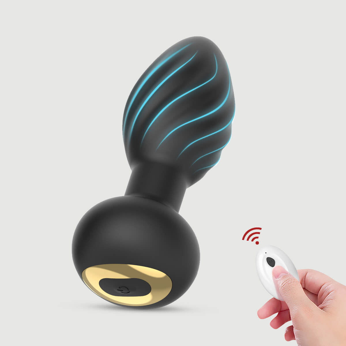 My Anal Wave Remote Controlled Silicone Vibrating Butt Plug Large - Black by Sexopolis