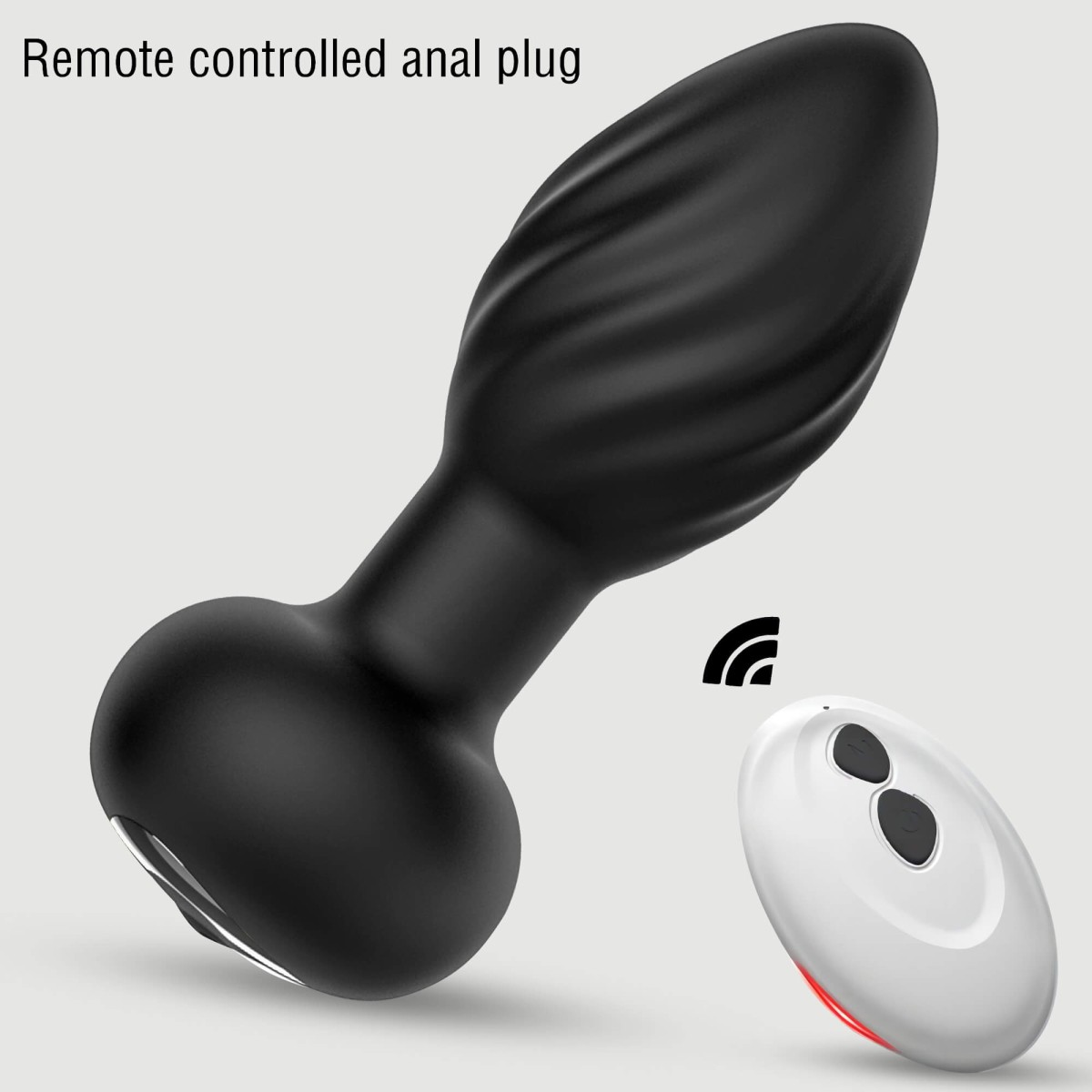 My Anal Wave Remote Controlled Silicone Vibrating Butt Plug Large - Black by Sexopolis