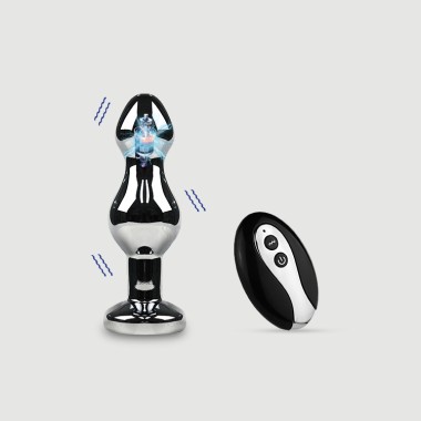 Ασύρματη Μεταλλική Σφήνα με Δόνηση Abby Remote Controlled Metal Vibrating Butt Plug - Ασημί
