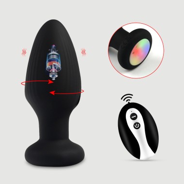 Ασύρματη Πρωκτική Σφήνα Σιλικόνης με Δόνηση & LED Φωτισμό Kai Remote Controlled LED Lighting Silicone Vibrating Butt Plug - Μαύρη