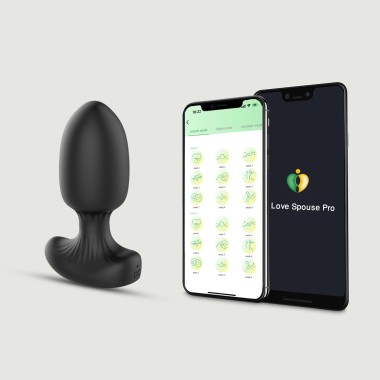 Δονούμενη Σφήνα Σιλικόνης Με Application The Smooth Butt Silicone App Based Vibrating Butt Plug - Μαύρη
