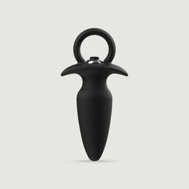 Δονούμενη Σφήνα Σιλικόνης Με Λαβή Classic Silicone Vibrating Butt Plug With Handle - Μαύρη