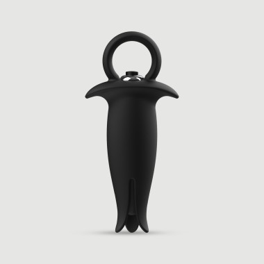 Δονούμενη Σφήνα Σιλικόνης Με Λαβή Tickling Silicone Vibrating Butt Plug With Handle - Μαύρη