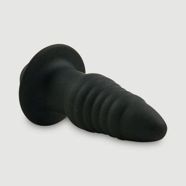 Δονούμενη Σφήνα Σιλικόνης με Ραβδώσεις Anal Beginner's Small Ribbed Vibrating Silicone Butt Plug No.2 - Μαύρη