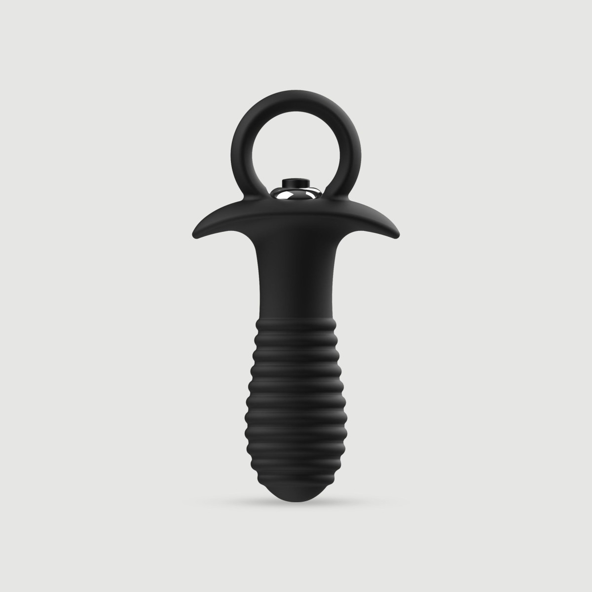 Vibrating Silicone Threaded Butt Plug With Handle - Black by Sexopolis