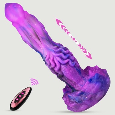 Ασύρματο Δονούμενο & Παλινδρομικό Dildo Δράκου Σιλικόνης Με Βεντούζα Remote Controlled Silicone Dragon Dildo With Suction Cup - Μωβ