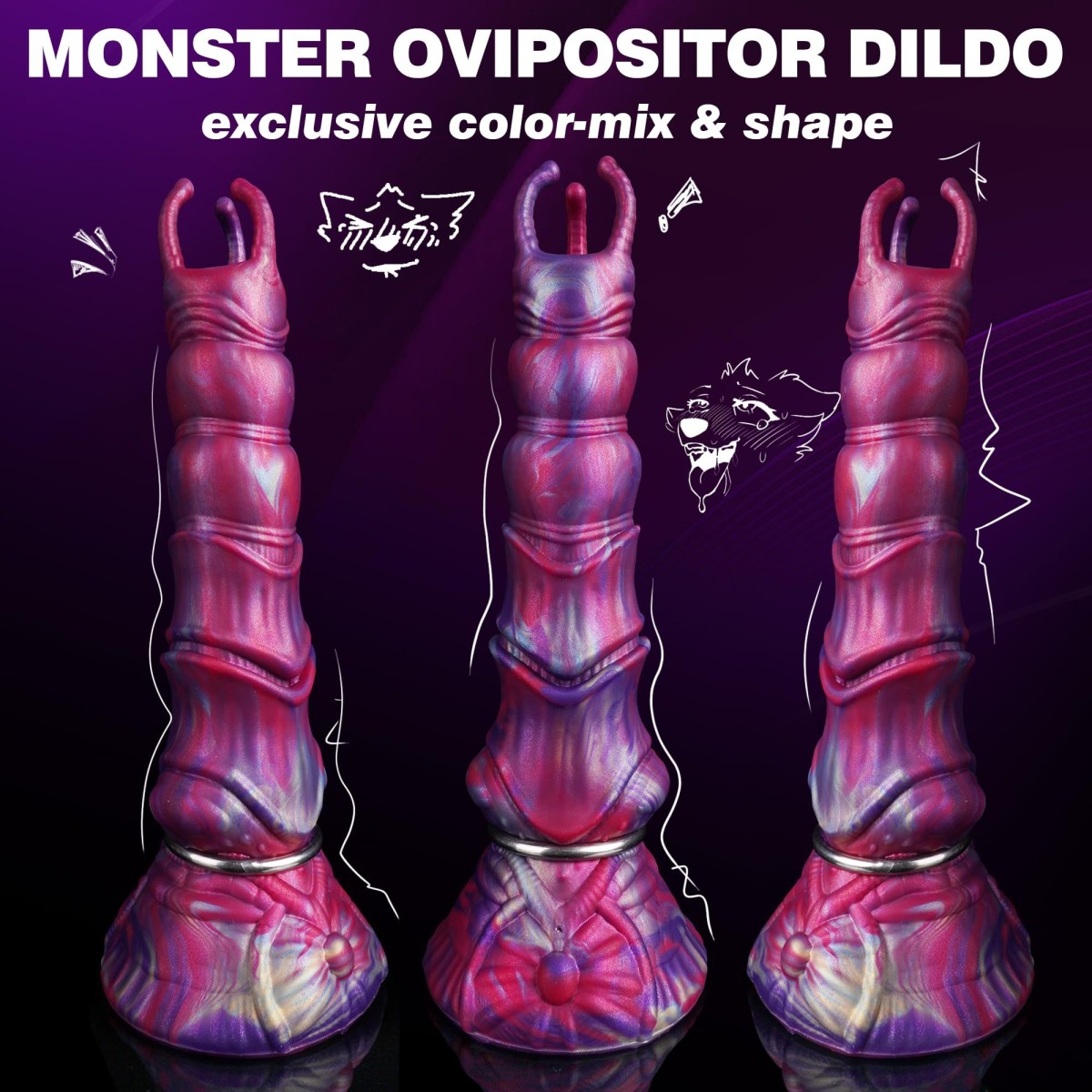 Dragon Ovipositor Silicone Dildo With Suction Cup - Purple by Sexopolis