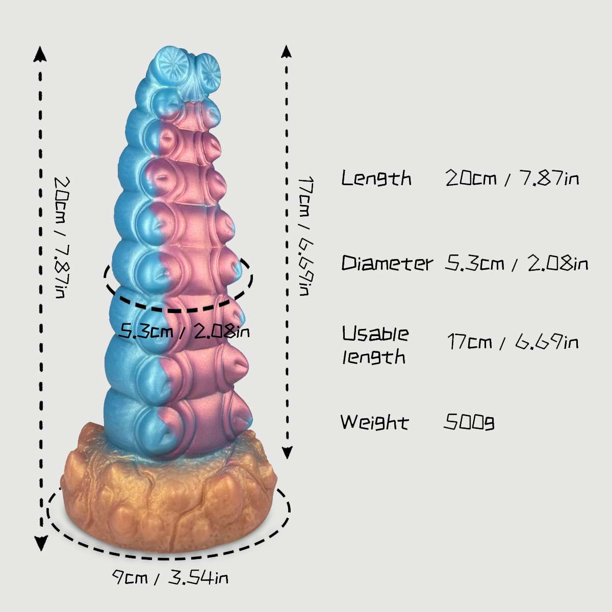 Dildo Σιλικόνης Με Δέρμα Από Χταπόδι Silicone Octopuss Skin Dildo 20 x 5,3 cm - Μπλε by Sexopolis