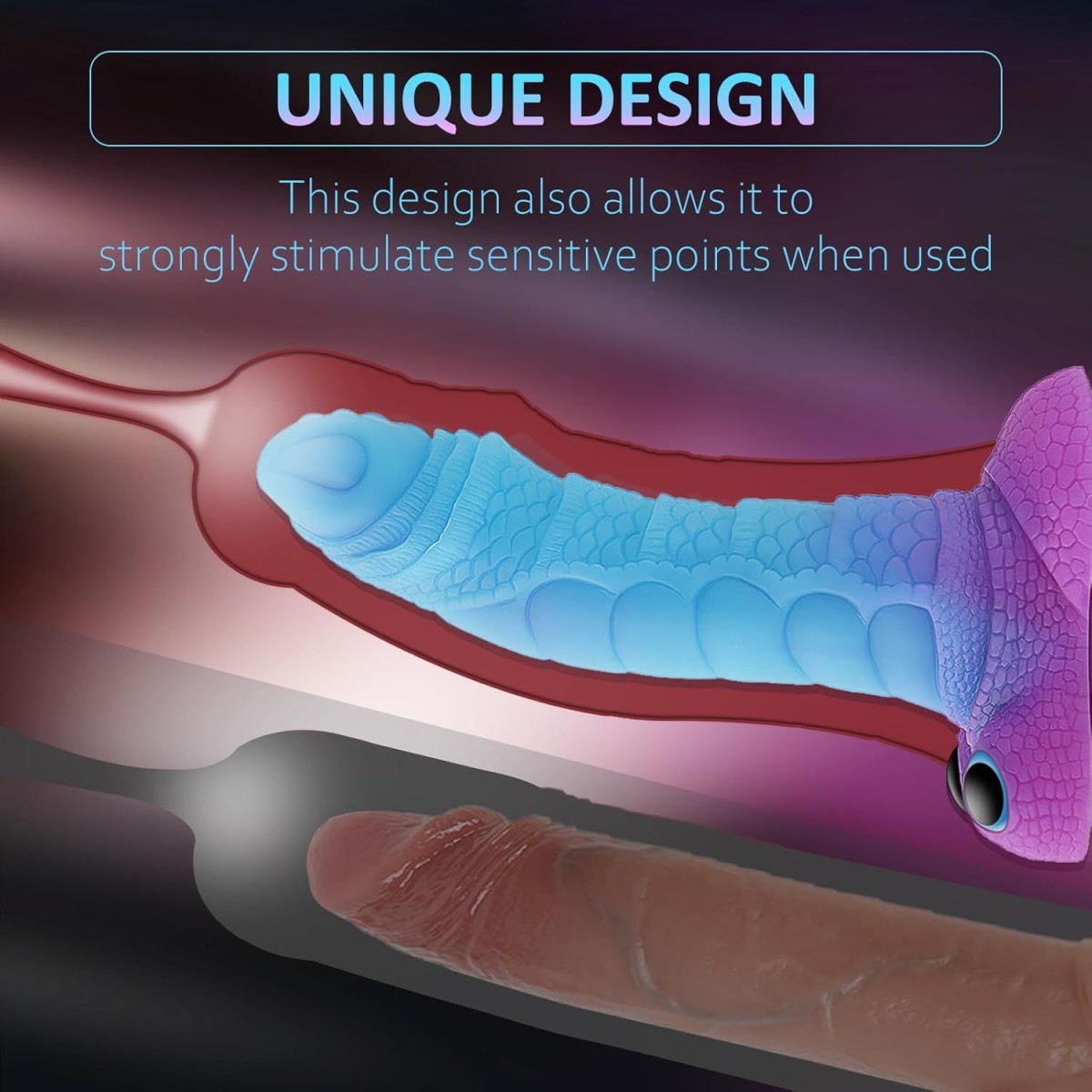 Dildo Σιλικόνης Με Επιφάνεια Φιδιού & Βεντούζα Snake Skin Silicone Dildo With Balls & Suction Cup - Μπλε by Sexopolis