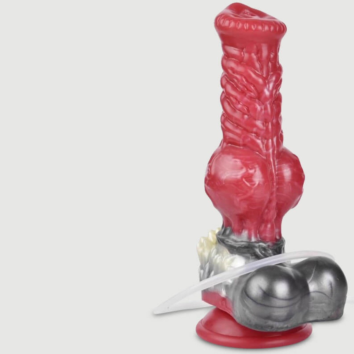 Dildo Σκύλου Σιλικόνης Με Ραβδώσεις & Εκσπερμάτιση The Furry Silicone Dildo With Ejaculation & Suction Cup 16 x 6 cm - Κόκκινο by Sexopolis