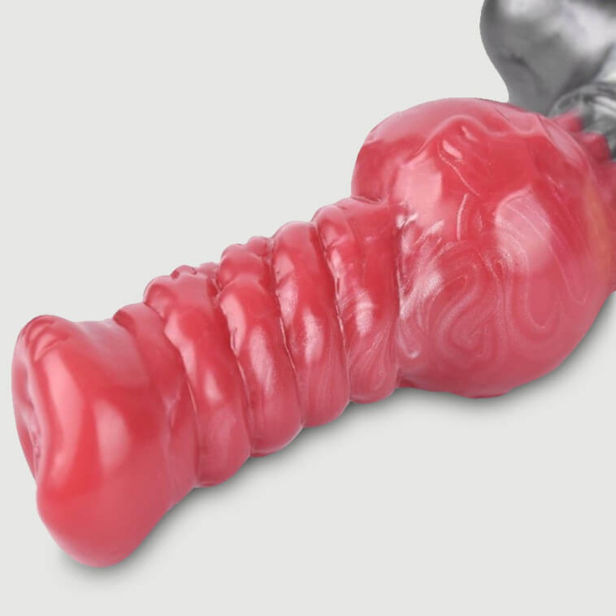 Dildo Σκύλου Σιλικόνης Με Ραβδώσεις & Εκσπερμάτιση The Furry Silicone Dildo With Ejaculation & Suction Cup 16 x 6 cm - Κόκκινο by Sexopolis