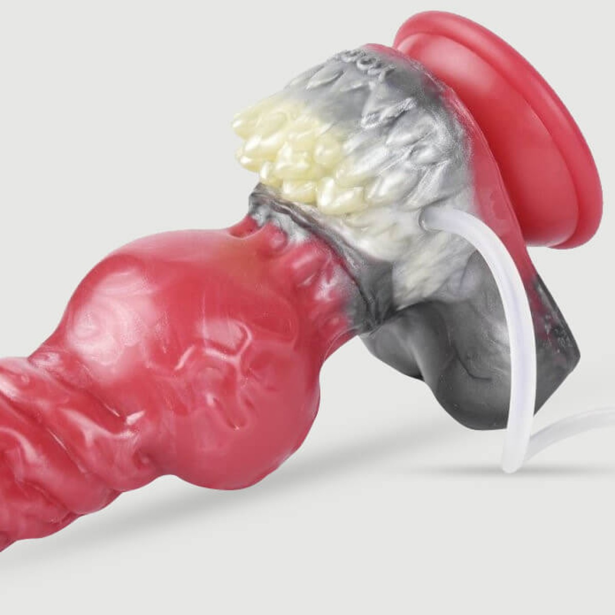 Dildo Σκύλου Σιλικόνης Με Ραβδώσεις & Εκσπερμάτιση The Furry Silicone Dildo With Ejaculation & Suction Cup 16 x 6 cm - Κόκκινο by Sexopolis