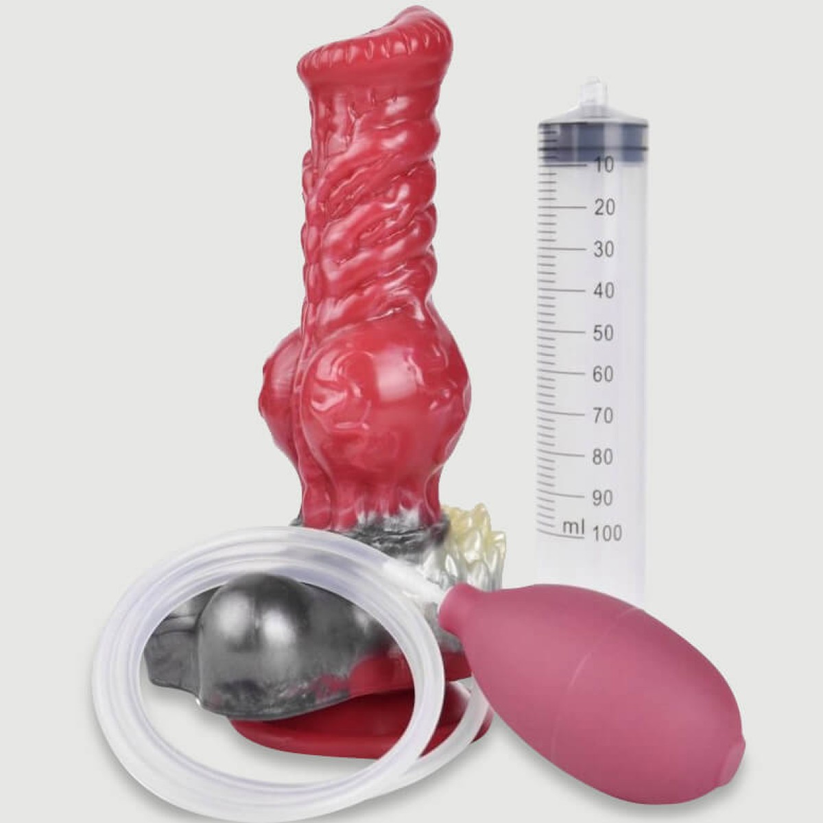 Dildo Σκύλου Σιλικόνης Με Ραβδώσεις & Εκσπερμάτιση The Furry Silicone Dildo With Ejaculation & Suction Cup 16 x 6 cm - Κόκκινο by Sexopolis