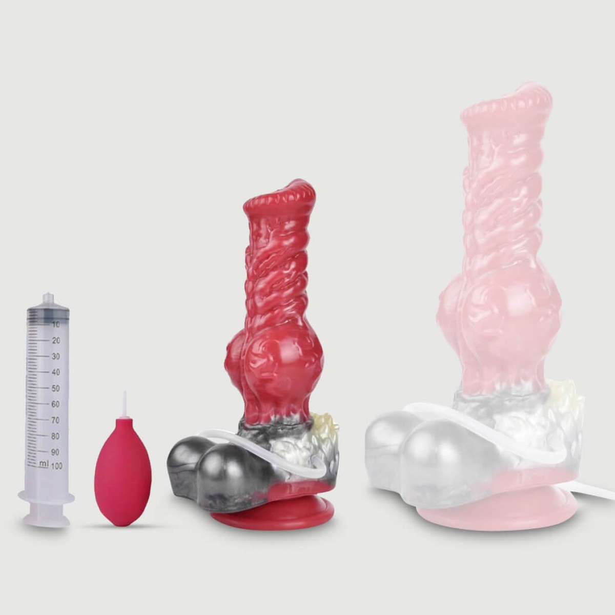 Dildo Σκύλου Σιλικόνης Με Ραβδώσεις & Εκσπερμάτιση The Furry Silicone Dildo With Ejaculation & Suction Cup 16 x 6 cm - Κόκκινο by Sexopolis