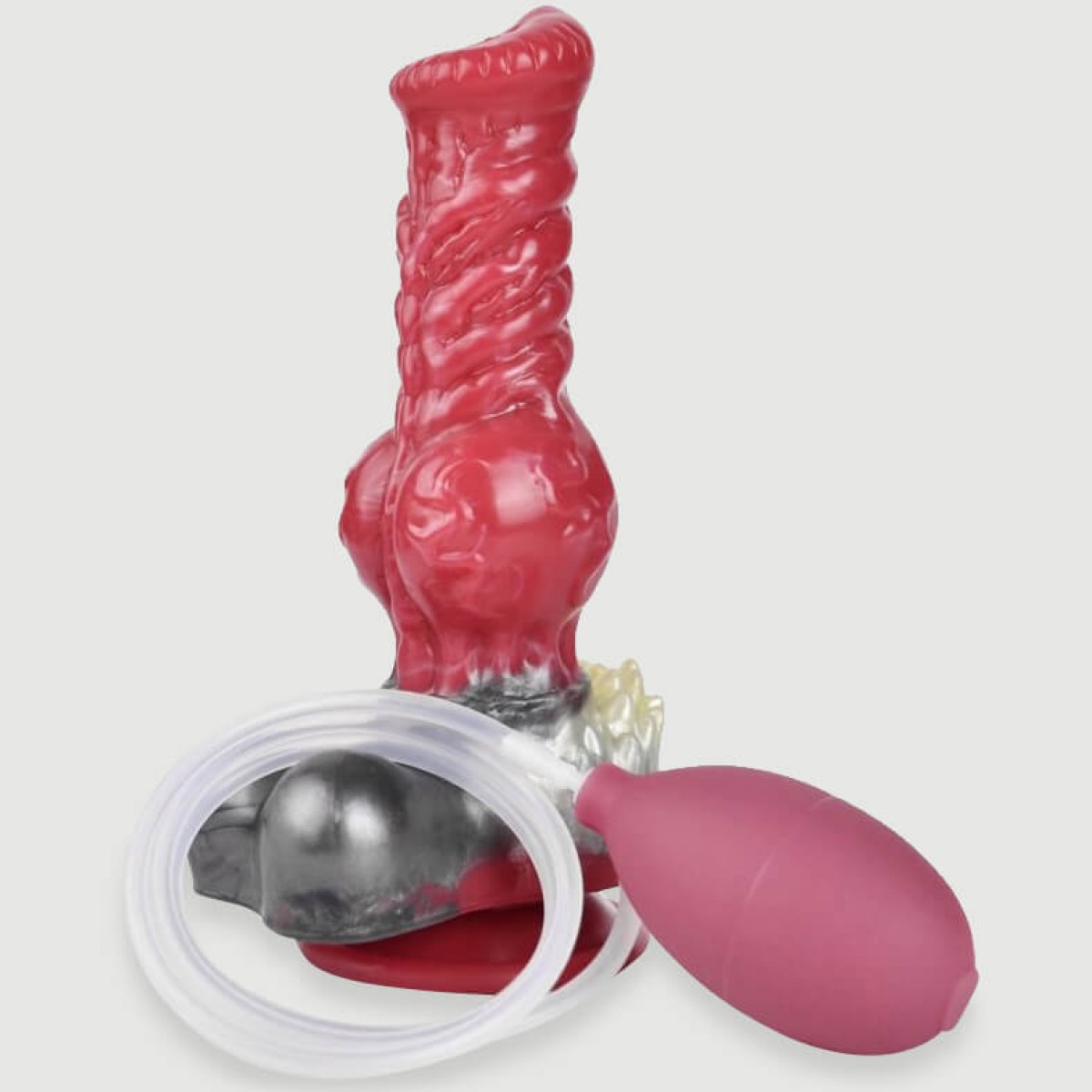 Dildo Σκύλου Σιλικόνης Με Ραβδώσεις & Εκσπερμάτιση The Furry Silicone Dildo With Ejaculation & Suction Cup 21 x 7,5 cm - Κόκκινο by Sexopolis