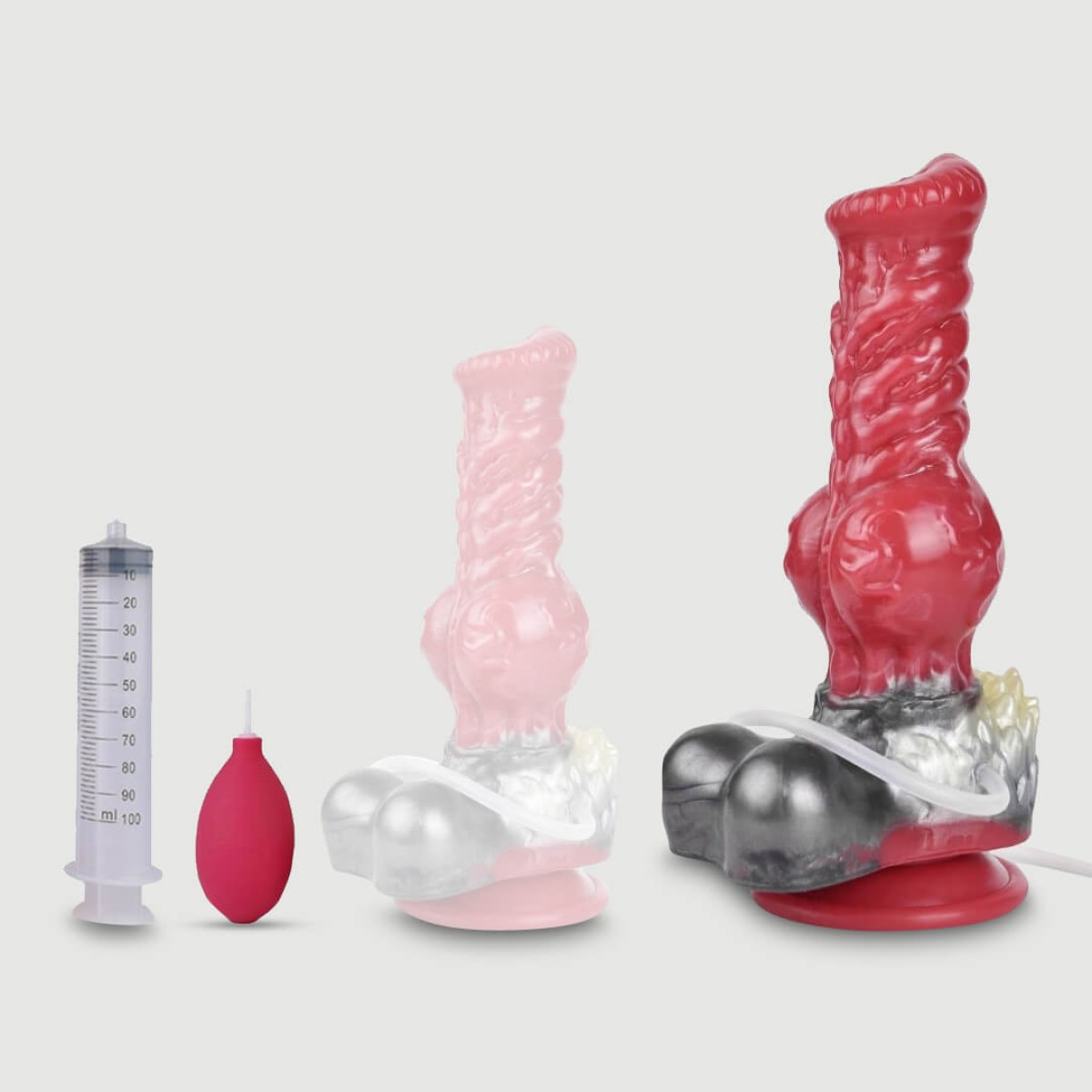 Dildo Σκύλου Σιλικόνης Με Ραβδώσεις & Εκσπερμάτιση The Furry Silicone Dildo With Ejaculation & Suction Cup 21 x 7,5 cm - Κόκκινο by Sexopolis