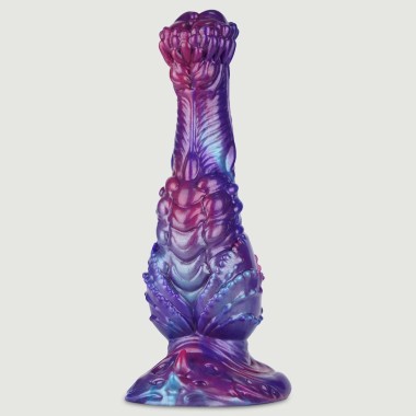 Dildo Τέρας Σιλικόνης Με Βεντούζα Liquid Silicone Monster Ribbed Dildo 22,5 x 5,2 cm - Μωβ