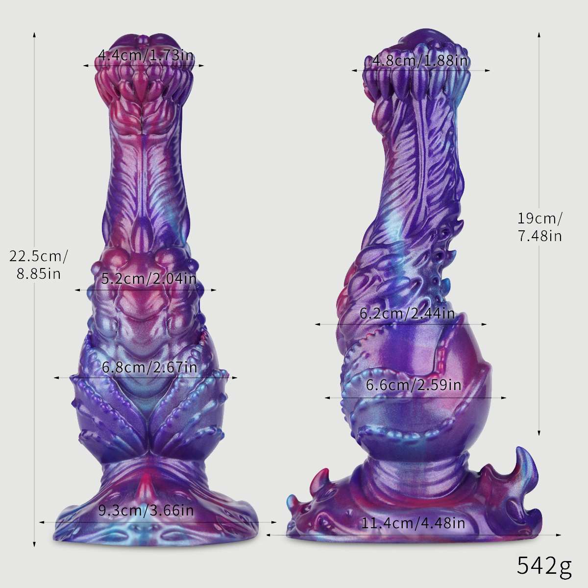Dildo Τέρας Σιλικόνης Με Βεντούζα Liquid Silicone Monster Ribbed Dildo 22,5 x 5,2 cm - Μωβ by Sexopolis