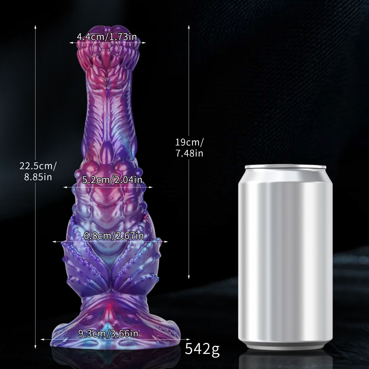 Dildo Τέρας Σιλικόνης Με Βεντούζα Liquid Silicone Monster Ribbed Dildo 22,5 x 5,2 cm - Μωβ by Sexopolis