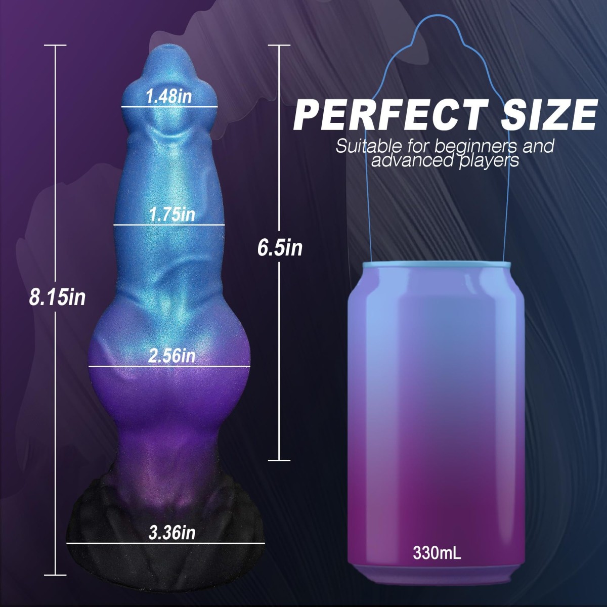 Inflatable Monster Silicone Dildo With Suction Cup 21 x 6,4 cm - Blue by Sexopolis